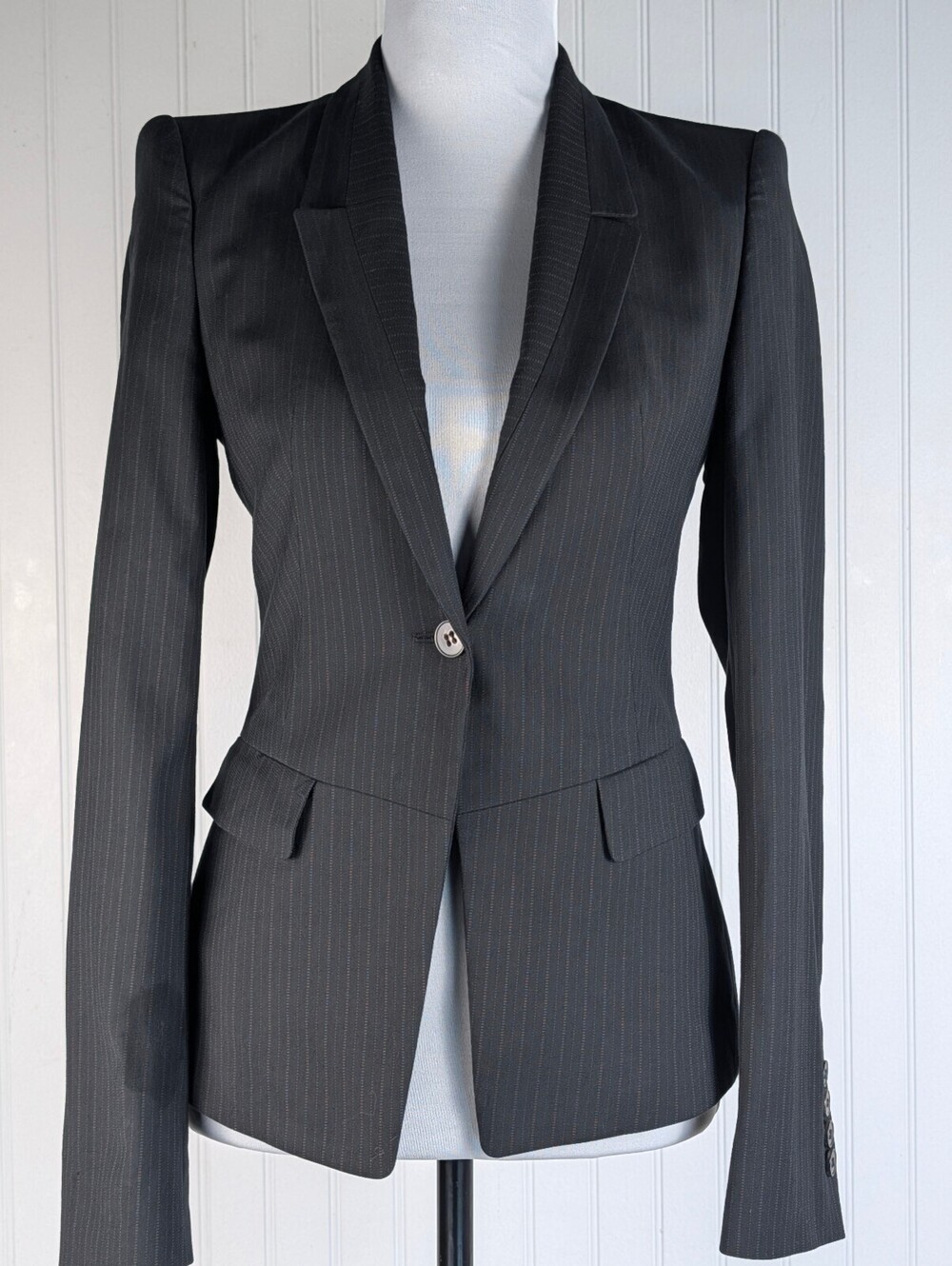 HUGO BOSS Pinstripe Single-Button Tailored Blazer - Size 0